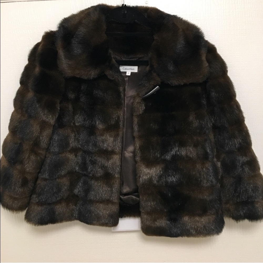Calvin Klein faux fur crop jacket